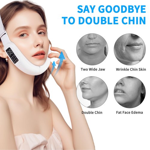 Double Chin Machine, V Face Beauty Device for Woman 8 Modes and 15 Intensity Levels Electric Double Chin Device, Smart Double Chin Face Device with Magnetic Massage