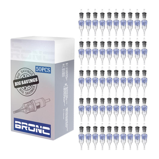 BRONC 50PCS Tattoo Cartridge Needles 1203RL - 3RL #12 Standard 0.35mm 3 Round Liner Disposable Tattoo Needles for Rotary Tattoo Machines