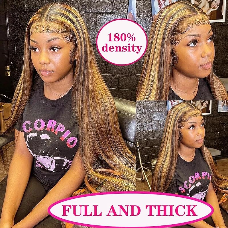 13x6 HD Lace Front Wig Human Hair 28" 180% Density Straight