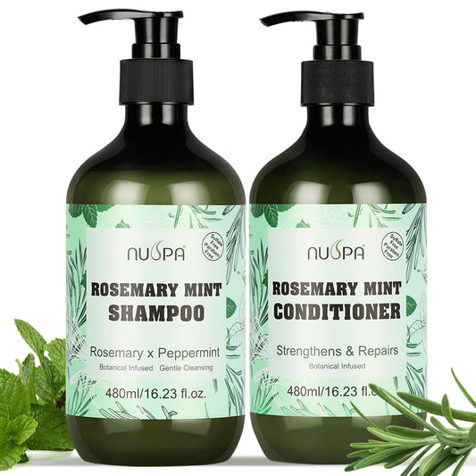 Rosemary Mint Strengthening Shampoo and Conditioner Provide Nourishment Reduce Frizz and Add Shine for All Hair Types Anti Hair Loss Shampoo and Conditioner Sets,Color Safe Treatment