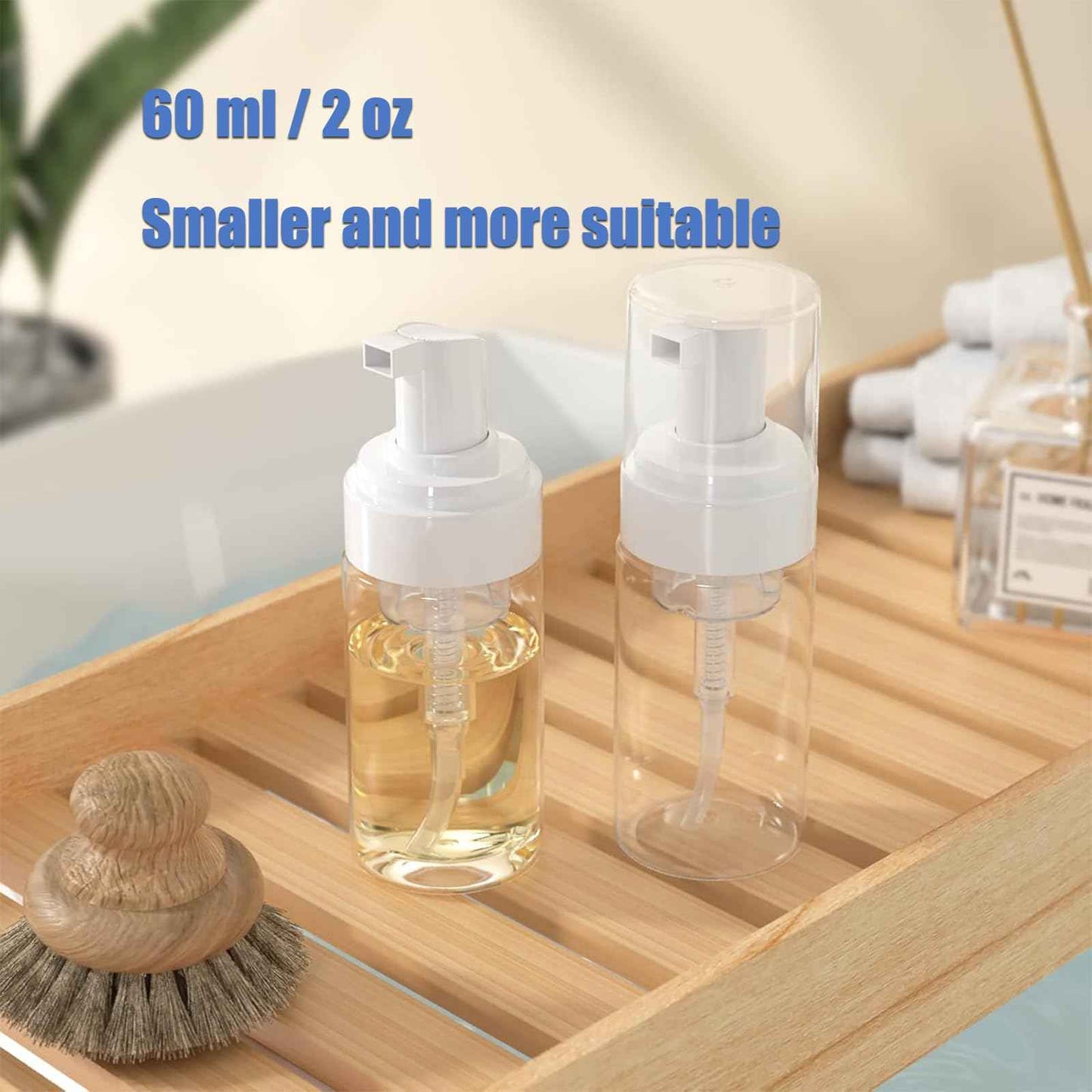 MIUXIA 4PCS 2OZ Foam Pump Bottle Soap Dispenser 60ml Foaming Spray Bottle Mousse Transparent Empty Travel Reusable Refillable Cosmetic Pump Dispenser Toiletries Shampoo Lotion