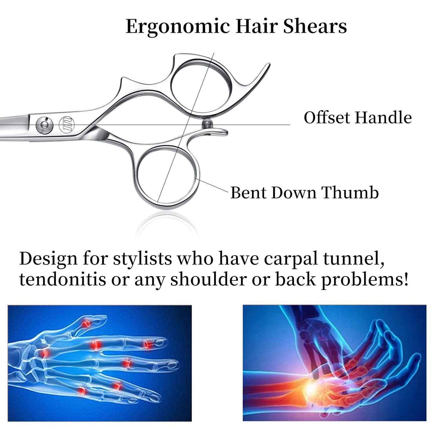 Moontay 5.5" Hair Cutting Shears Set with Large Finger Holes, Professional Barber Stylist Thinning Shears, Salon Hair Cutting Scissors, 440C Japanese Stainless Steel, Silver