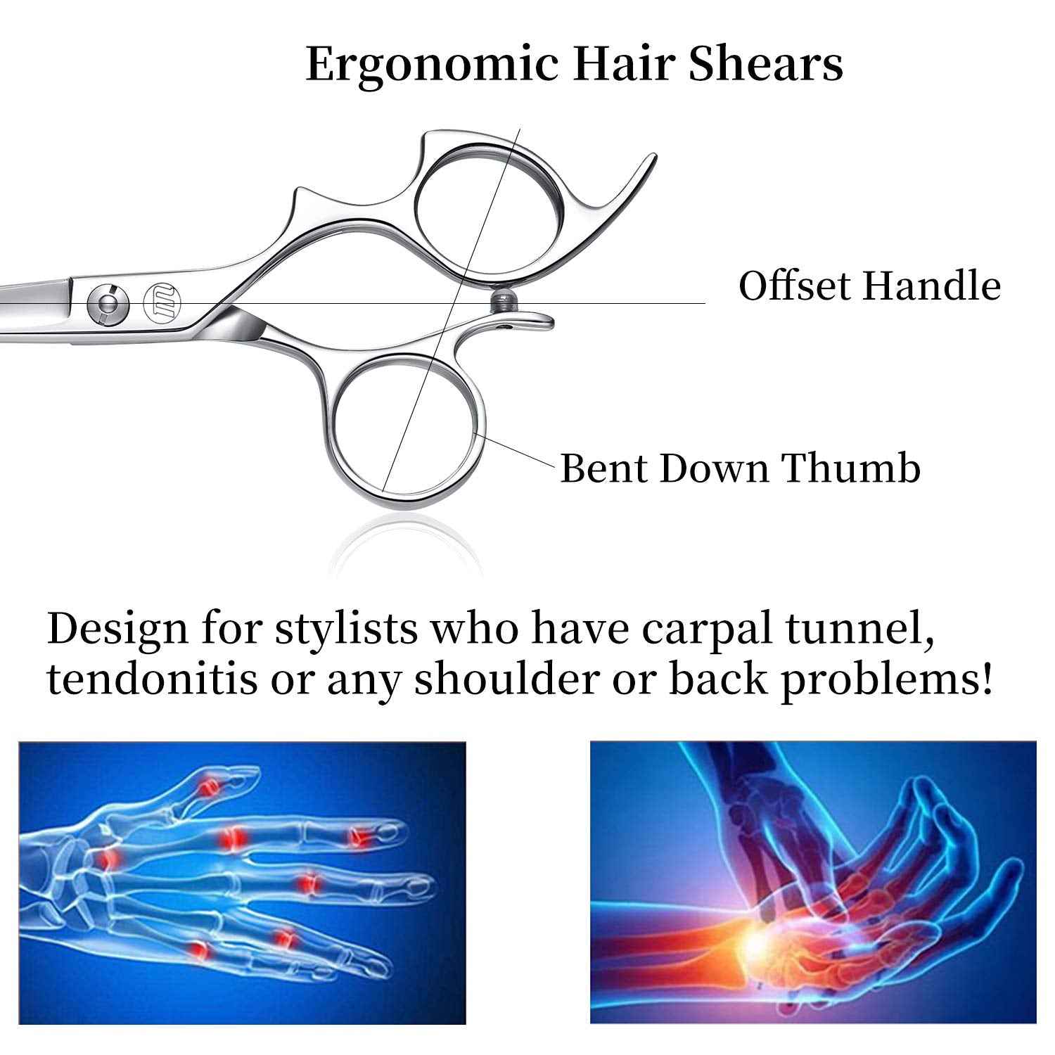 Moontay 5.5" Hair Cutting Shears Set with Large Finger Holes, Professional Barber Stylist Thinning Shears, Salon Hair Cutting Scissors, 440C Japanese Stainless Steel, Silver