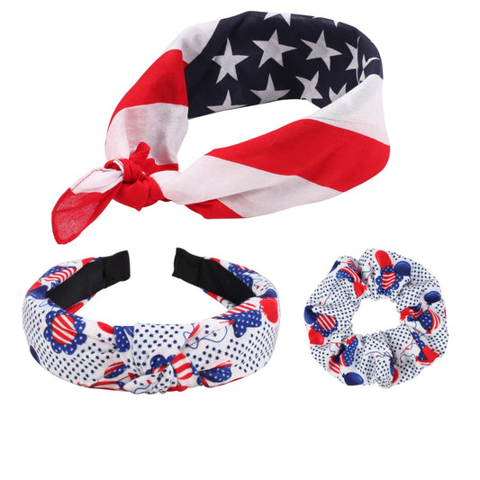 Twinfree American Flag Headbands Red White and Blue Patriotic USA Flag Headband Hair Scrunchy Neck and Face Scarf Head Wrap