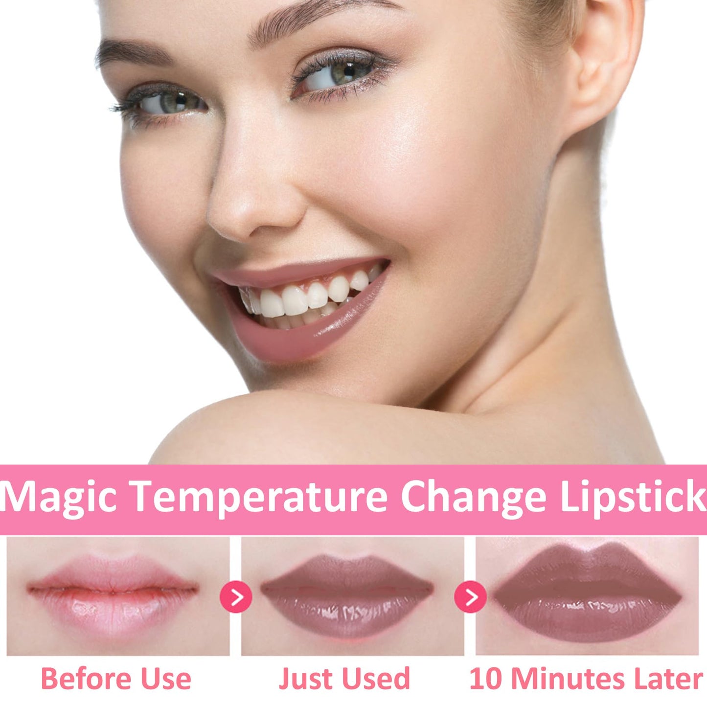 1 Pack Crystal Flower Jelly Lipstick,Magic Color Changing Lipstick,PH Clear Temperature Color Changing Lip Gloss,Lip Balm,Long Lasting Nourishing Moisturizing Lip Stick Set 05