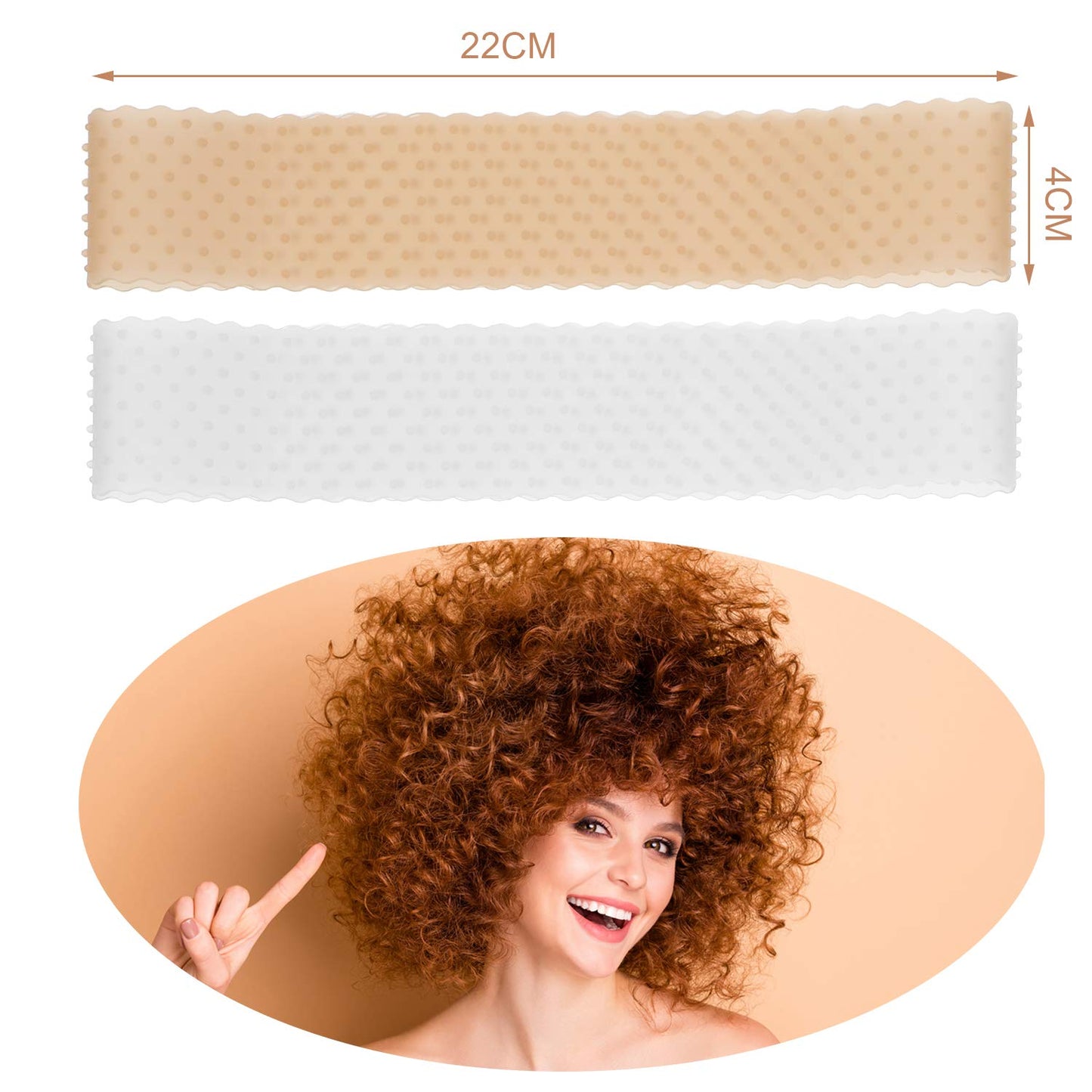 4 Pieces Silicone Wig Grip Band Transparent Silicone Wig Headband Sweatproof Seamless Non Slip Wig Hair Band with Stretchy Nylon Wig Cap for Wig and Sport Yoga (White and Light Brown, Skin Color)