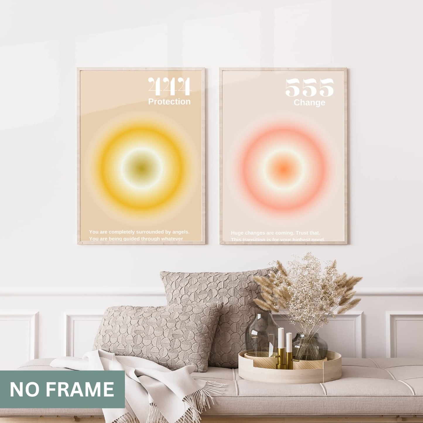 Gradient Aura Angel Numbers Poster Sets for Room Aesthetic Inspirational Quotes Wall Art Paintings Abstract Minimalist Room Wall Decor - 11x17in LAMINATED - No Frame (Angel Numbers 444, 555, 666)