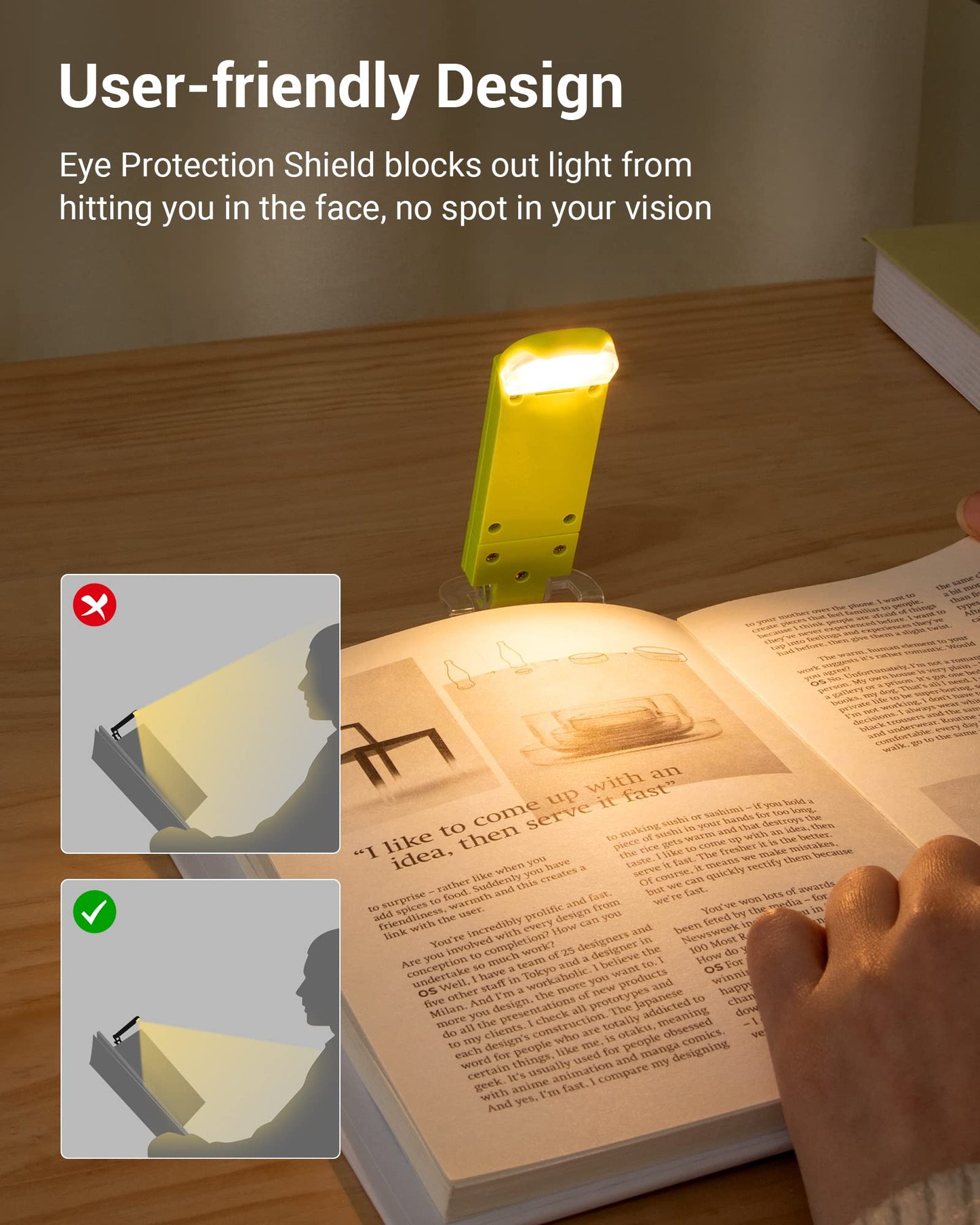 DEWENWILS USB Rechargeable Book Reading Light with Clip, LED Clip on Book Light for Reading at Night, Flexible Booklight for Kids, Warm White, Brightness Adjustable for Eye Protection (Green)