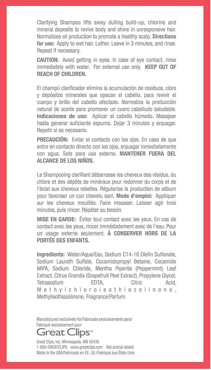 GREAT CLIPS Solutions Clarifying Shampoo 32 fl oz | Removes Build-up | For All Hair Types | Great for Swimmers