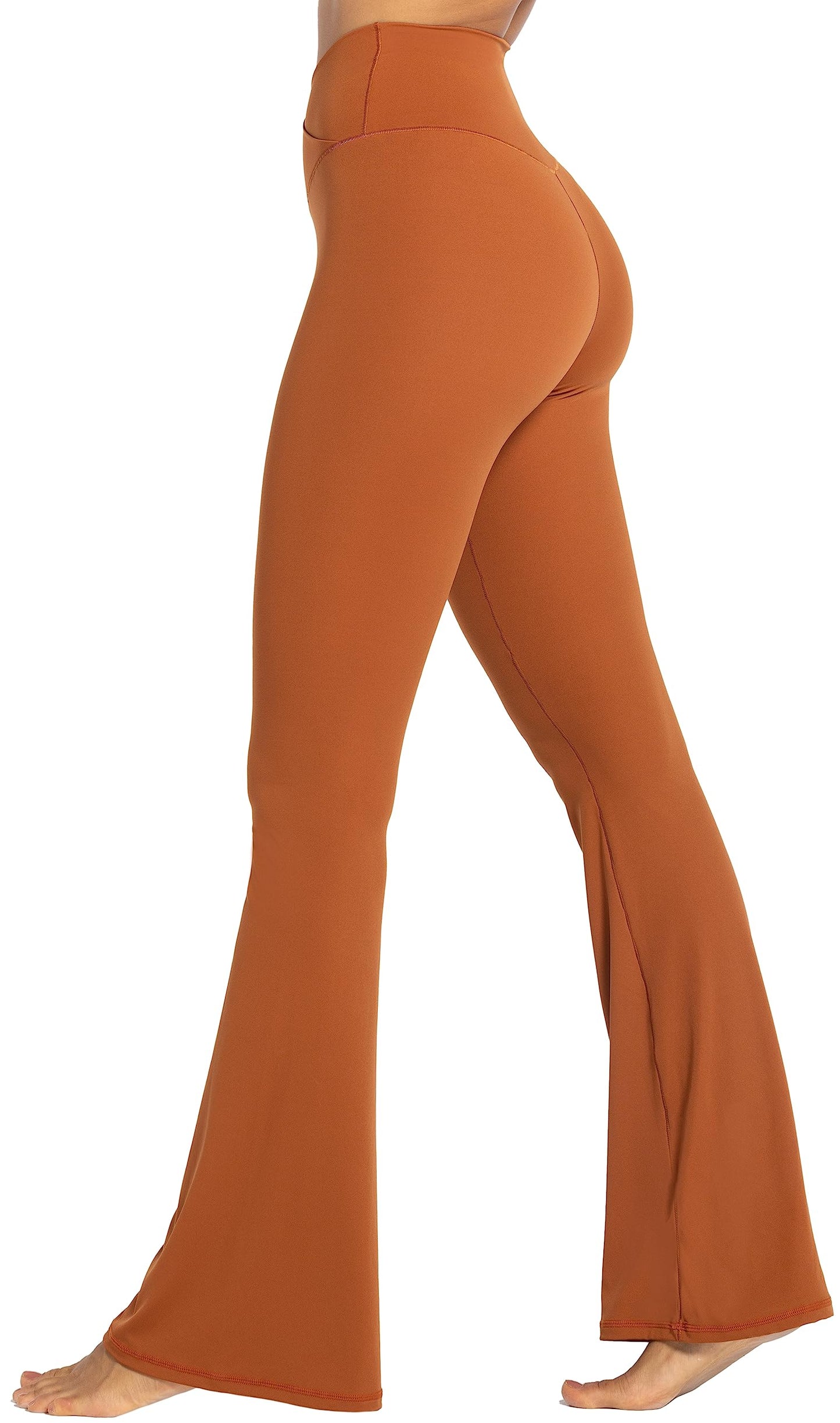 Sunzel Flare Leggings, Crossover Yoga Pants with Tummy Control, High-Waisted and Wide Leg, 30" Inseam, Coffee X-Small