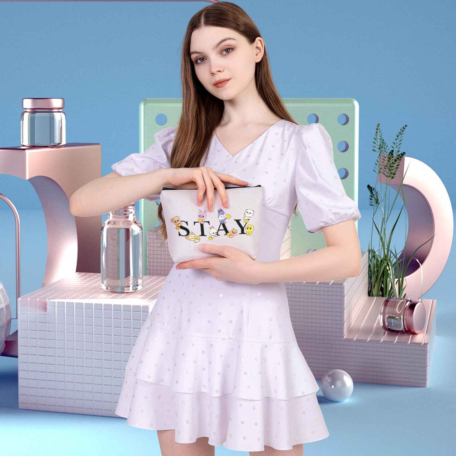 MEIKIUP Stay Fandom Makeup Bag Korean Music Group Gift Korean Music Fans Makeup Bag Gift Character Cosmetic Bag Korean Music Fans Gift (STAY Bag)
