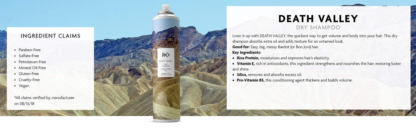 R+Co Death Valley Dry Shampoo | Adds Texture + Body + Shine | Vegan + Cruelty-Free | 6.3 Oz