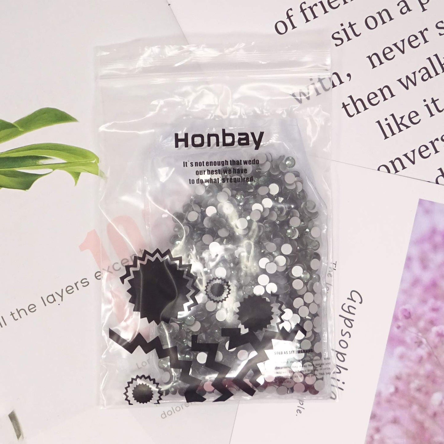 Honbay 1440PCS 5mm ss20 Sparkly Round Flatback Rhinestones Crystals, Non-Self-Adhesive (Gray)