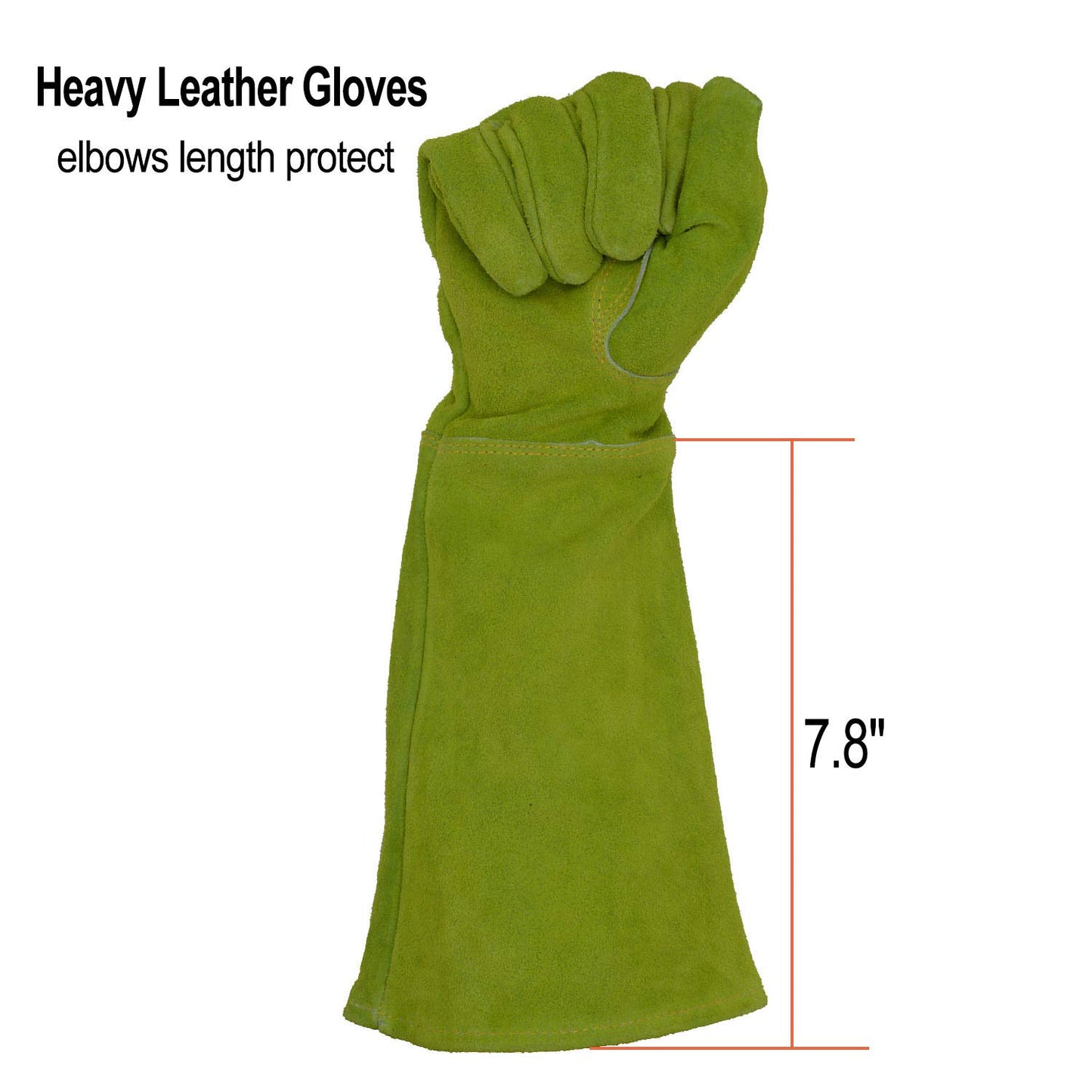 HANDLANDY Ladies Leather Gardening Gloves, Thorn Proof Long Gauntlet Heavy Duty Garden Gloves, Elbow Length Women Rose Pruning Gloves (Medium, Green)