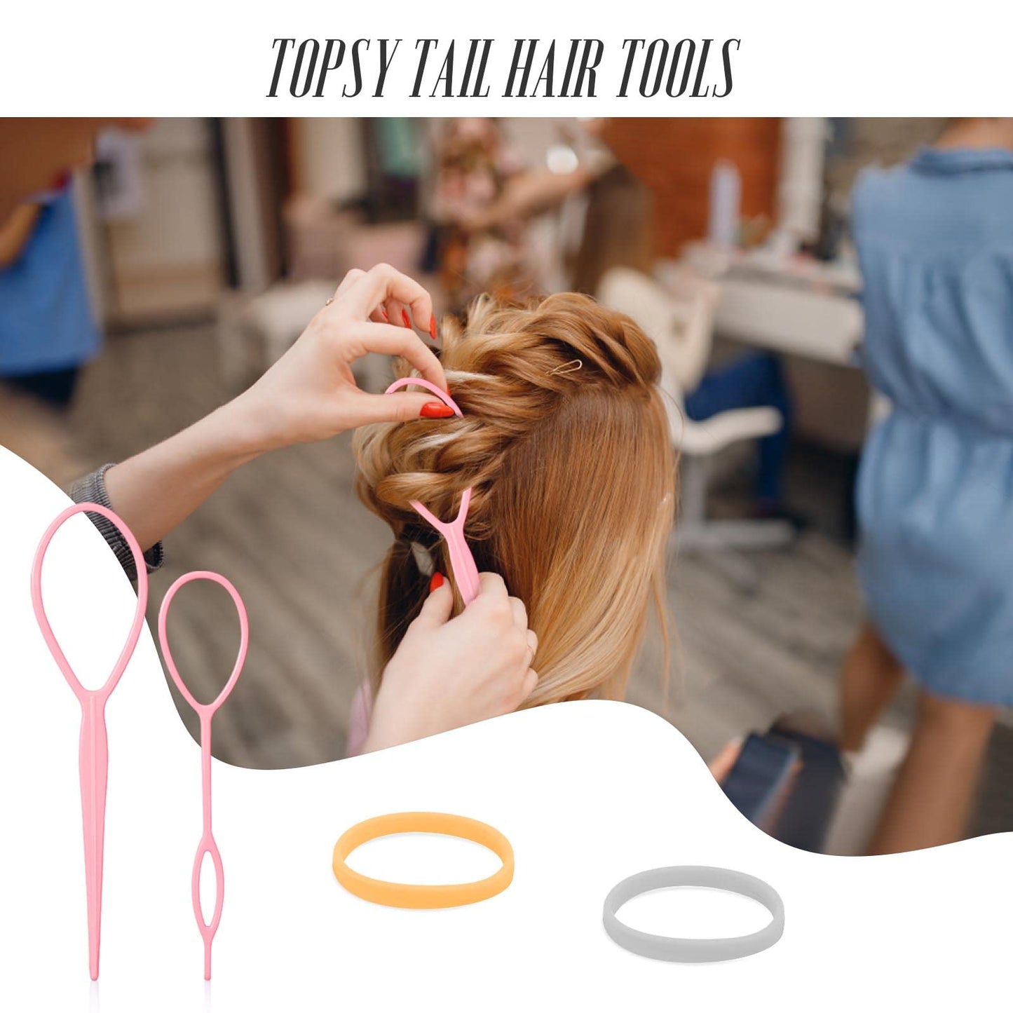 Marcoido Hair Rubber Bands, 1000pcs Mix Color, Eco-friendly Hair Elastics with Hair Loop Styling Tool Set, for Girls Teenager Women (Doughnut)