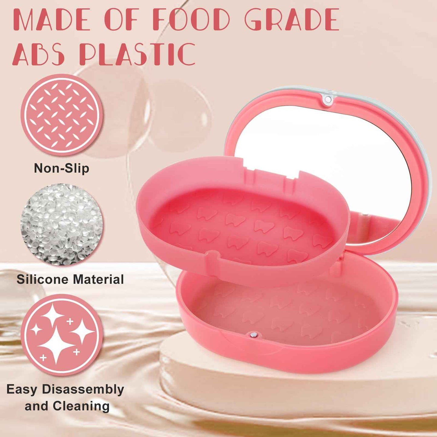 LONGMON Double Layer Retainer Case Portable Aligner Case for Orthodontics Build In Mirror With Removal Tool,Chewies&Cleaning Brush Kit