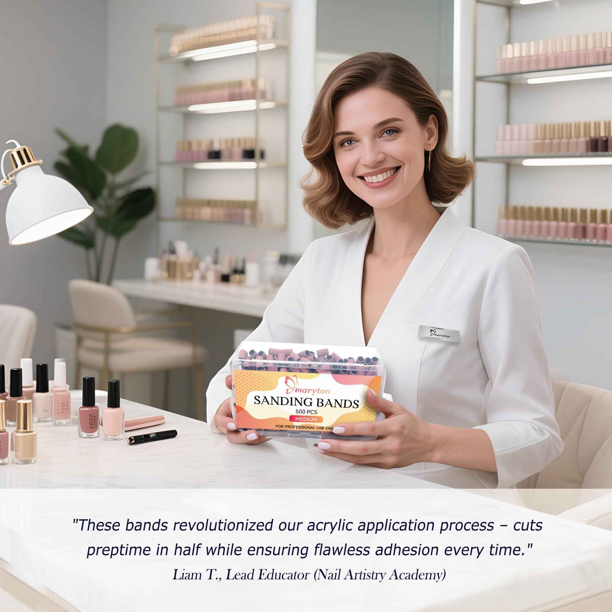 Maryton 500 Pcs Sanding Bands for Nail Drill, Medium Grit Nail Sanding Band Bulk for Professional Salons Manicure and Pedicure