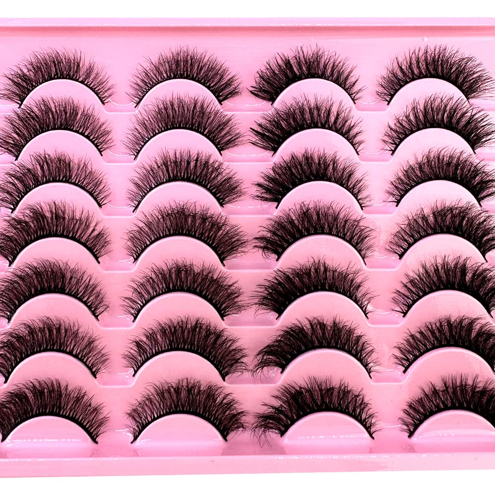 AMSDCN 14/16 Pairs Fluffy mix Lashes 10-25mm 3D Mink Lashes Long Thick Natural False Eyelashes Wholesale Lashes (H07#)