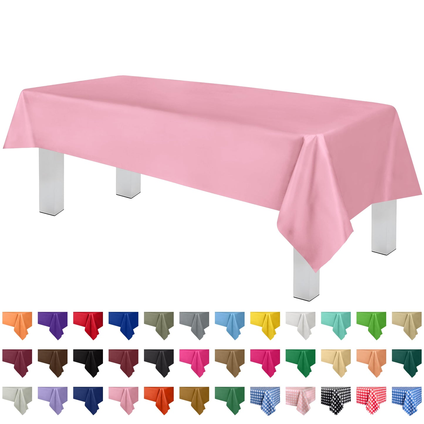 Grandipity Pink 12 Pack Premium Disposable Plastic Tablecloth 54 Inch. x 108 Inch. Decorative Rectangle Table Cover