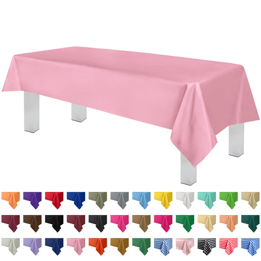 Grandipity Pink 12 Pack Premium Disposable Plastic Tablecloth 54 Inch. x 108 Inch. Decorative Rectangle Table Cover