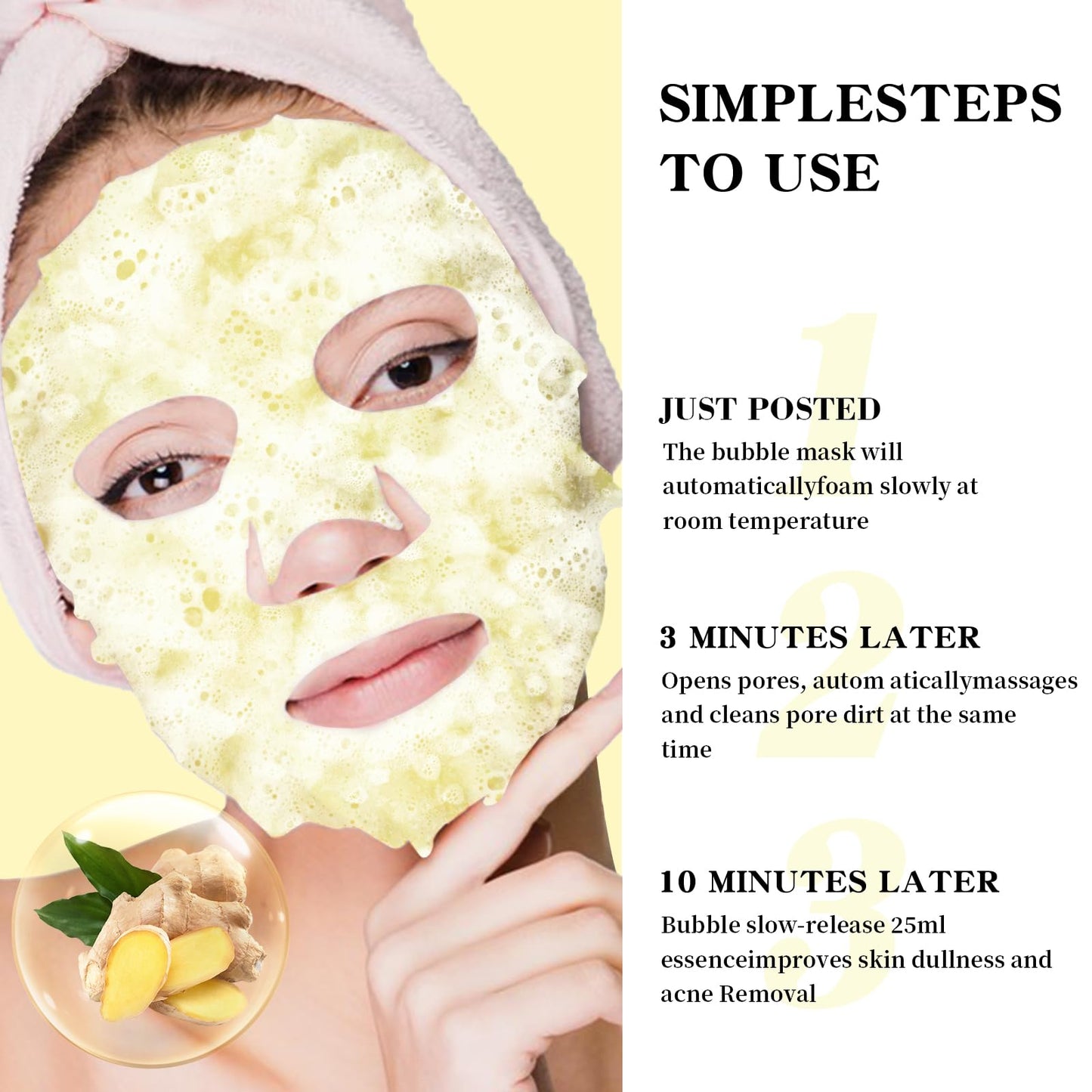 IREV Turmeric O2 Bubble Face Mask Skincare,Deep Cleansing Facial Masks,Anti-Aging, Hydration, Facial Sheet Mask for Women,Bubble Cleansing,Skin Care Moisturizing, Brightening 10 Pack