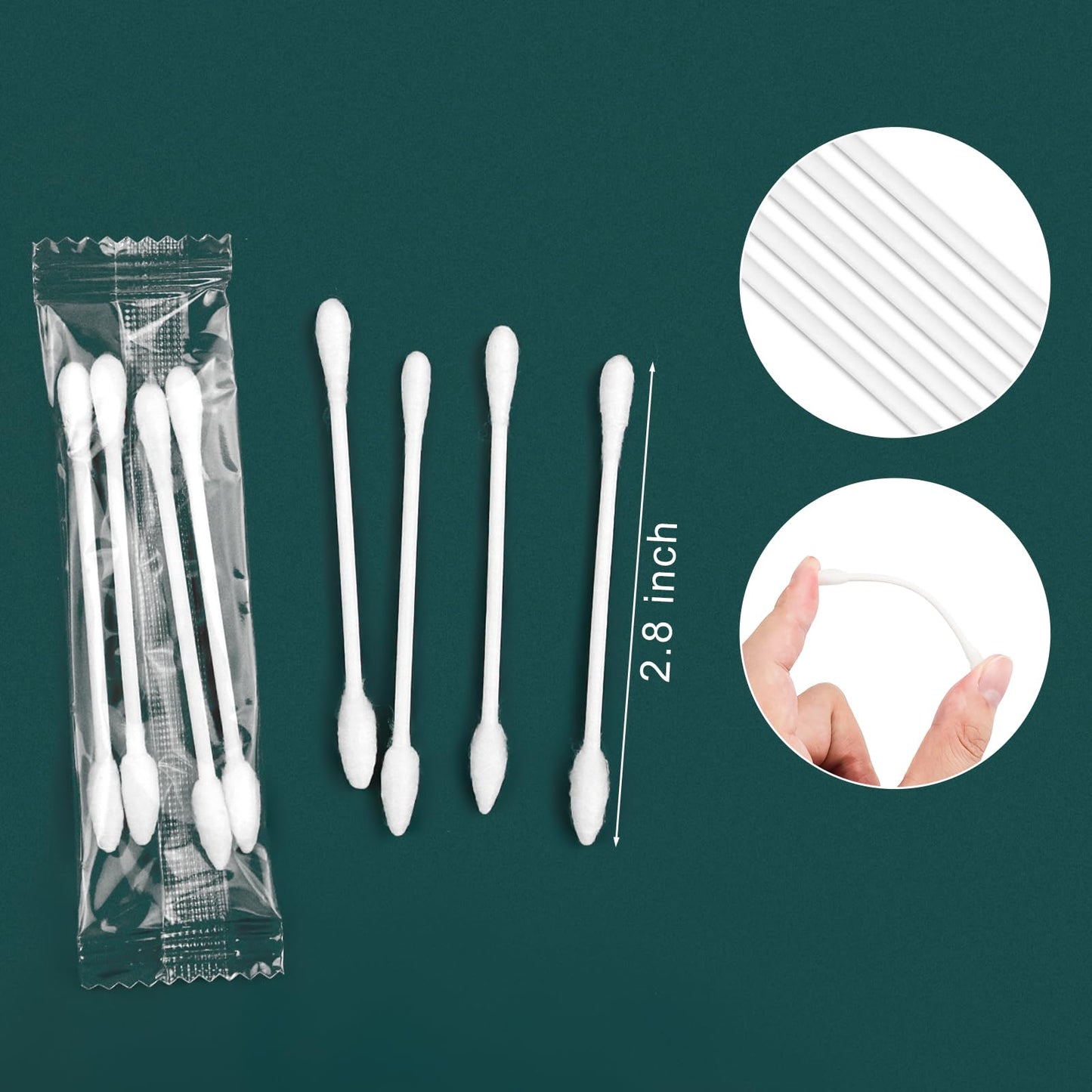 1000 Pack Cotton Swabs, Individually Wrapped Cotton Swab, Individually Wrapped Double Tipped Paper Sticks for Ear, Make-up(4pcs per Bag,1000 Bags,Round+Pointed Shape)