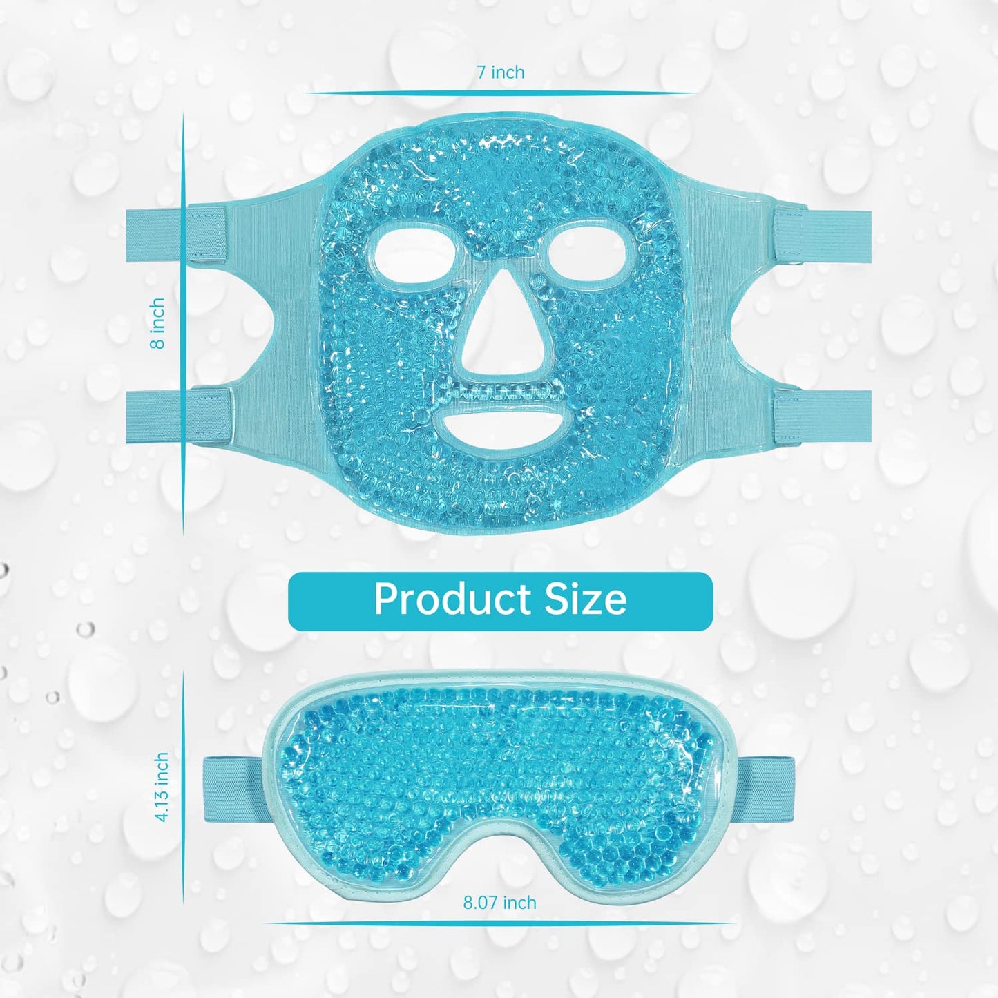 Cooling Ice Face Eye Mask for Reducing Puffiness, Bags Under Eyes,Sinus,Redness,Pain Relief,Dark Circles, Migraine,Hot/Cold Pack with Soft Plush Backing (Blue(1* Eye Mask+1*Face Mask))