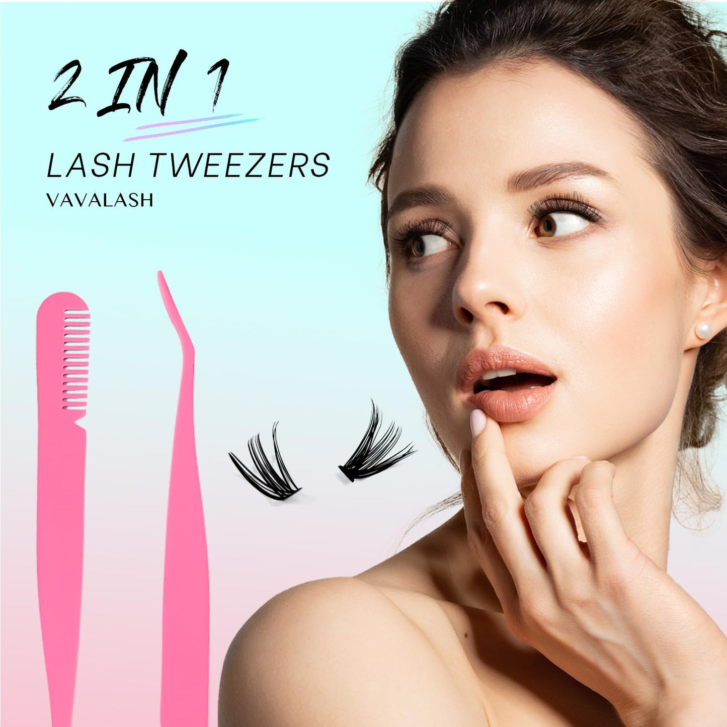 VAVALASH Lash Clusters Extensions Kit 300Pcs 3 Styles 10D 20D 30D-0.07-8-16MM Cluster Lashes Wispy DIY Individual Lashes, Lash Bond and Seal, Lash Tweezer for DIY at Home (10D+20D+30D-Kit)