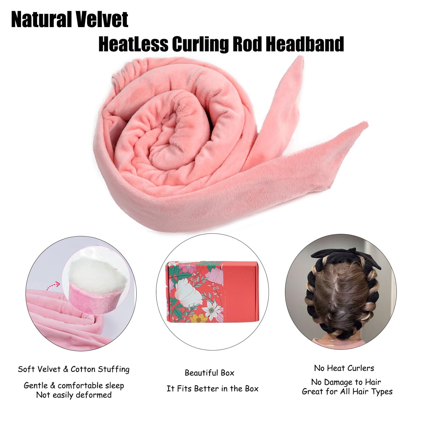 Heat Less Curling Rod Headband Hair Curlers to Sleep in Heat Less Curls Overnight Curls Heatless Curling Set No Heat Hair Curlers for Blowout Long Hair