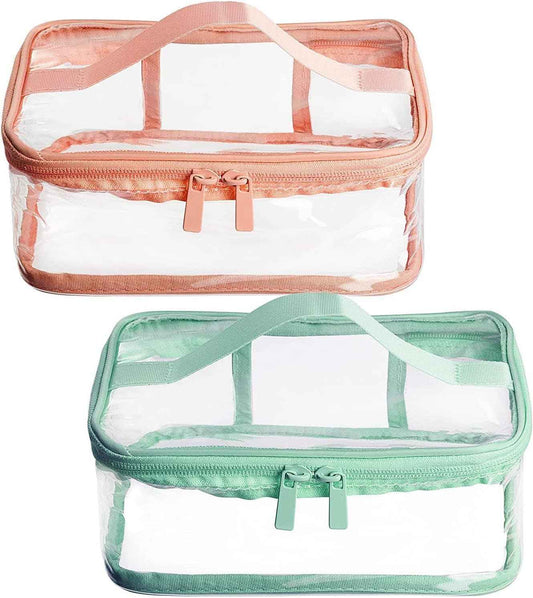 GottaHaveit Travel Toiletry Bag - Clear Makeup Bag for Cosmetics and Toiletries. See Thru Pouch, Waterproof with Zipper. Plastic (2 Pack)