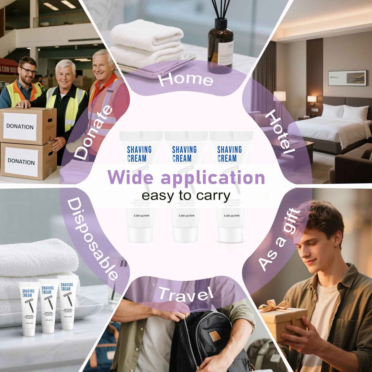 100 Shaving Cream Bulk Travel 10ml/0.35fl oz,Disposable Shaving Cream in Bulk Travel Shave Cream for Hotel Homeless,Verbena