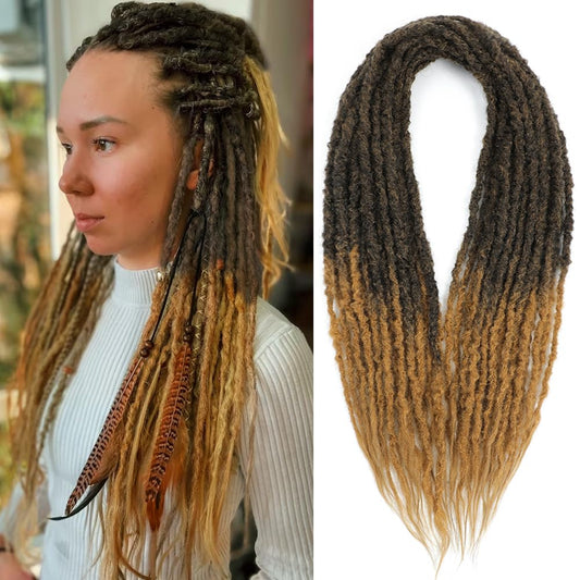 BUFENGSUN Textured Dreadlock Synthetic Double Ended Dreadlock Extensions with Texture 20inches 10 Strands Thin Soft DE Dreadlocks Extensions for Women (10 Strands, 1B/27)