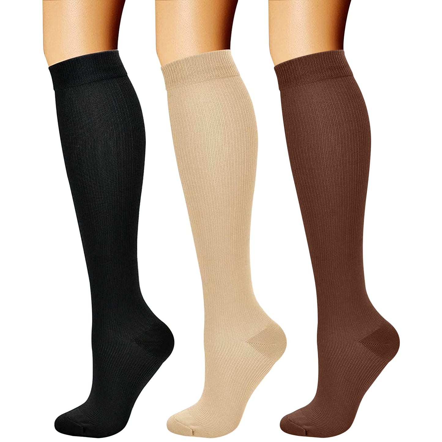 CHARMKING Compression Socks for Women & Men Circulation (3 Pairs) 15-20 mmHg is Best Athletic for Running, Flight Travel, Support, Cycling, Pregnant - Boost Performance, Durability (S/M, Multi 54)