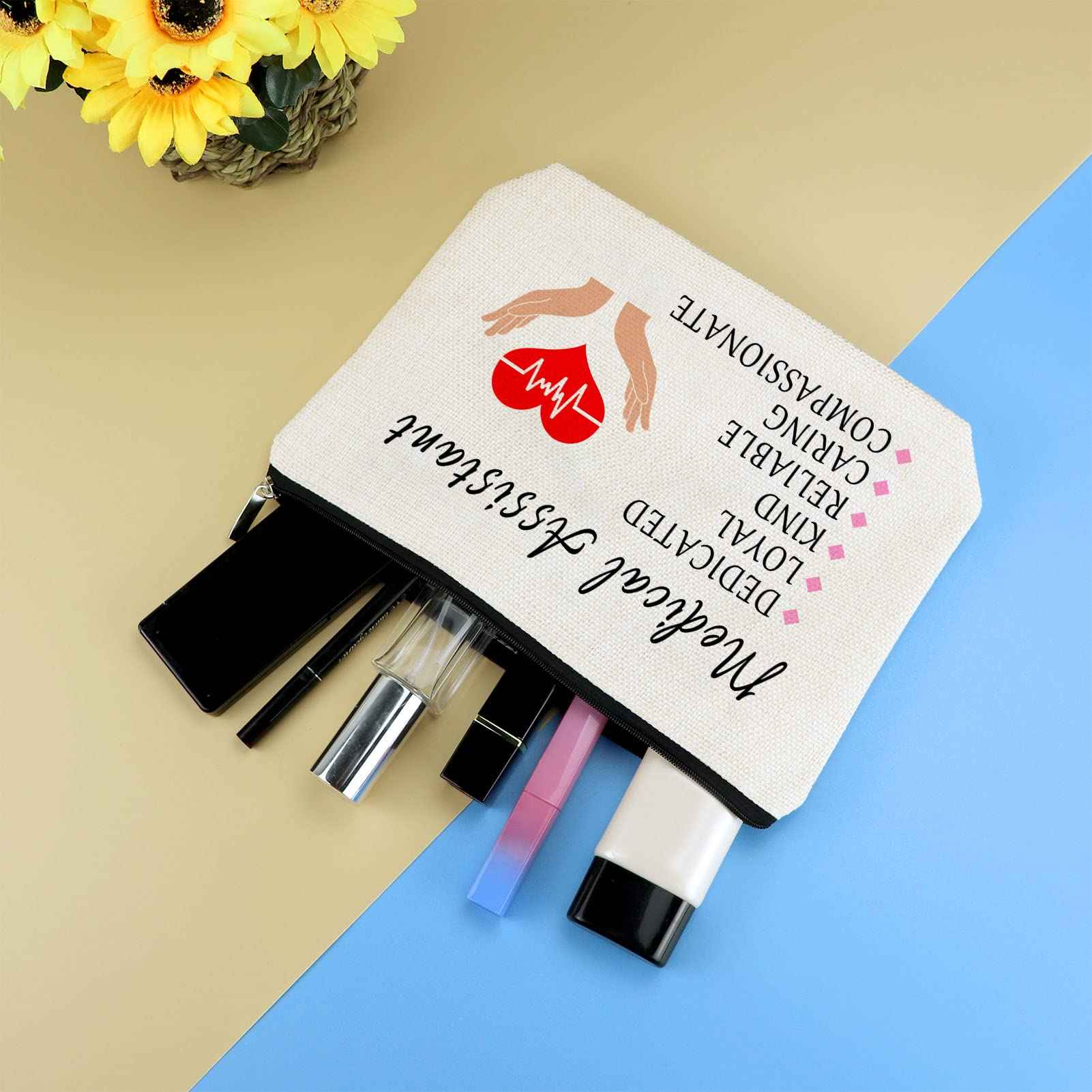 3 Pcs Medical Assistant Thank You Gift Makeup Bag MA Gifts Cosmetic Bag Nurse Appreciation Gift Birthday Thanksgiving Christmas Nurses Day Graduation Gifts for Medical Assistant Nurse