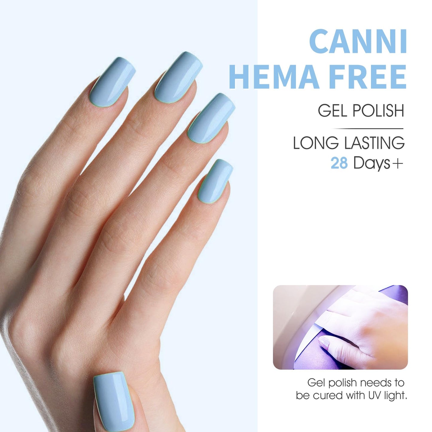 CANNI 6Pcs 9ml Navy Blue Gel Nail Polish Set- Dark Blue Gel Polish Kit Royal Light Baby Blue Colors DIY at Home Salon Christmas New Year's Gifts for Girls