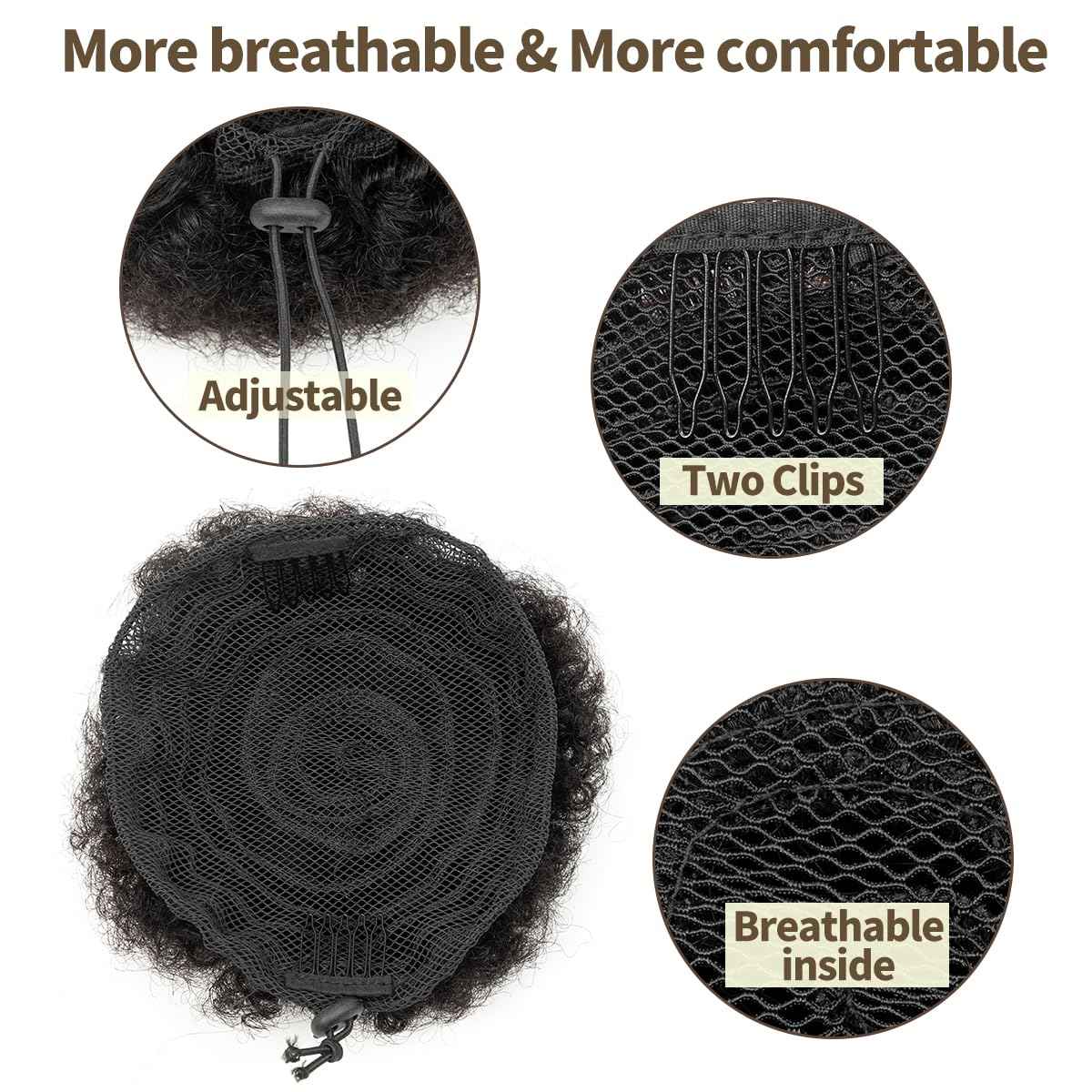 isheeny Large Afro Puff Drawstring Ponytail Puffs Natural Black 8 Inch Curly Drawstring Ponytail For Youth Girl Naturally Styled Hairpiece, Enhancing Your Beauty And Youthfulness