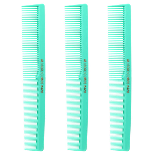 Allegro Combs 420 Hair Stylist Barbers Cutting Combs Beard Comb Mustache Mens Women Toddler Boys Braiding Hair Parting USA 3 Pc. (Fresh mint)