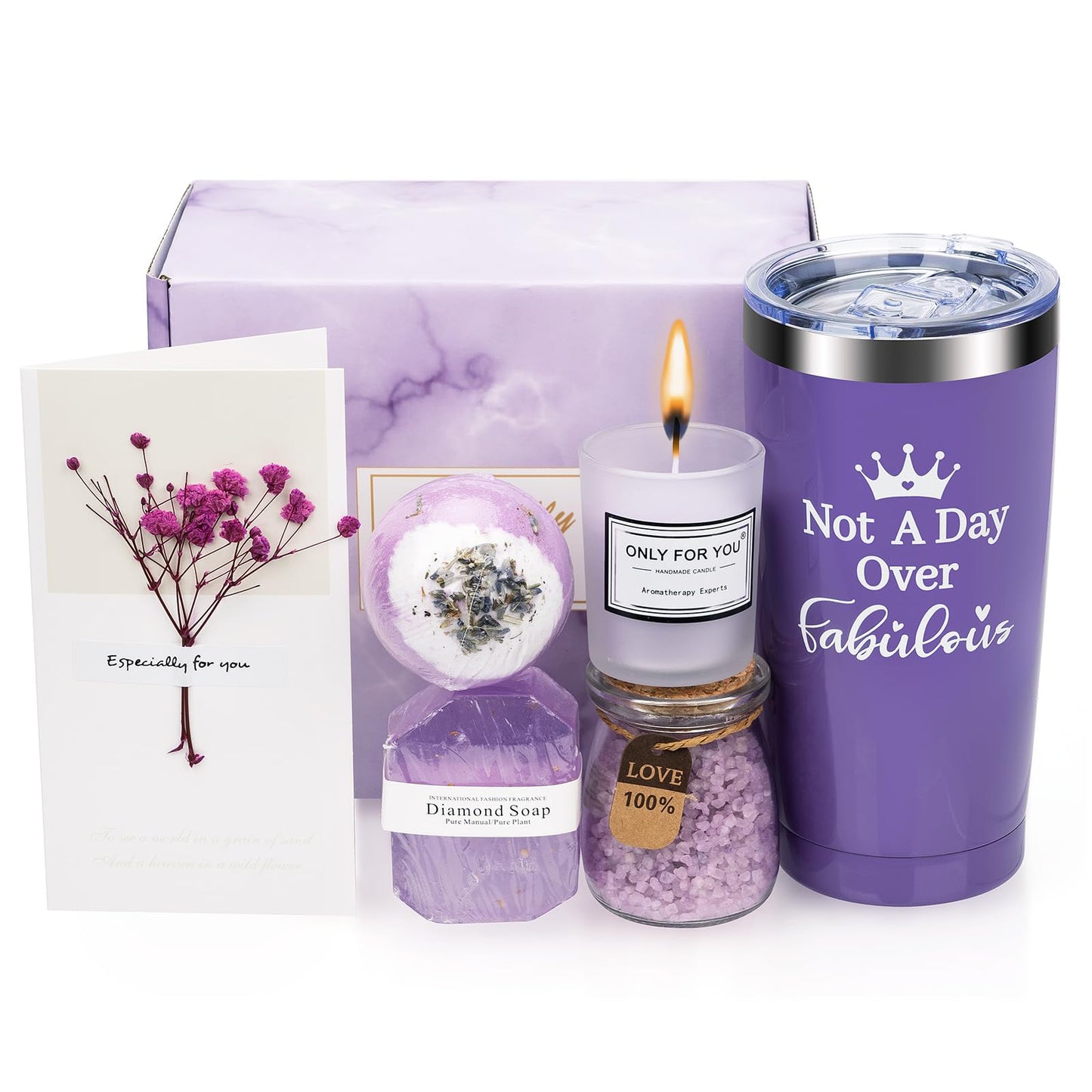 Spa Gift for Women, Bath and Body Works Gift Set ,Mother's Day Gifts and Milk Blossoms Self Care Package Gift or Women Christmas Birthday Mothers Day for Mom Relaxing (Purple)