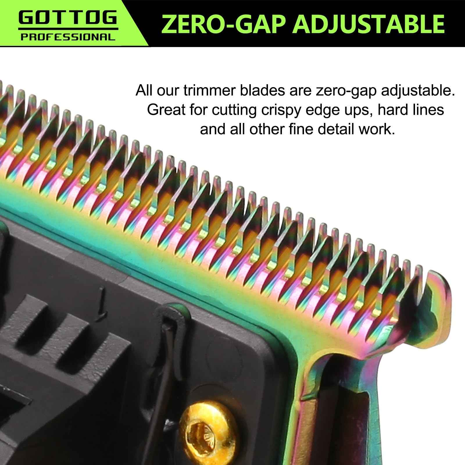 GOTTOG FX707C2 Replacement Blades for All FX787 & FX726 Trimmers, GOTTOG Zero-Gapped Replacement Blades Compatible with Barberology Trimmer Blades (FX707C2) - Mulitcolor
