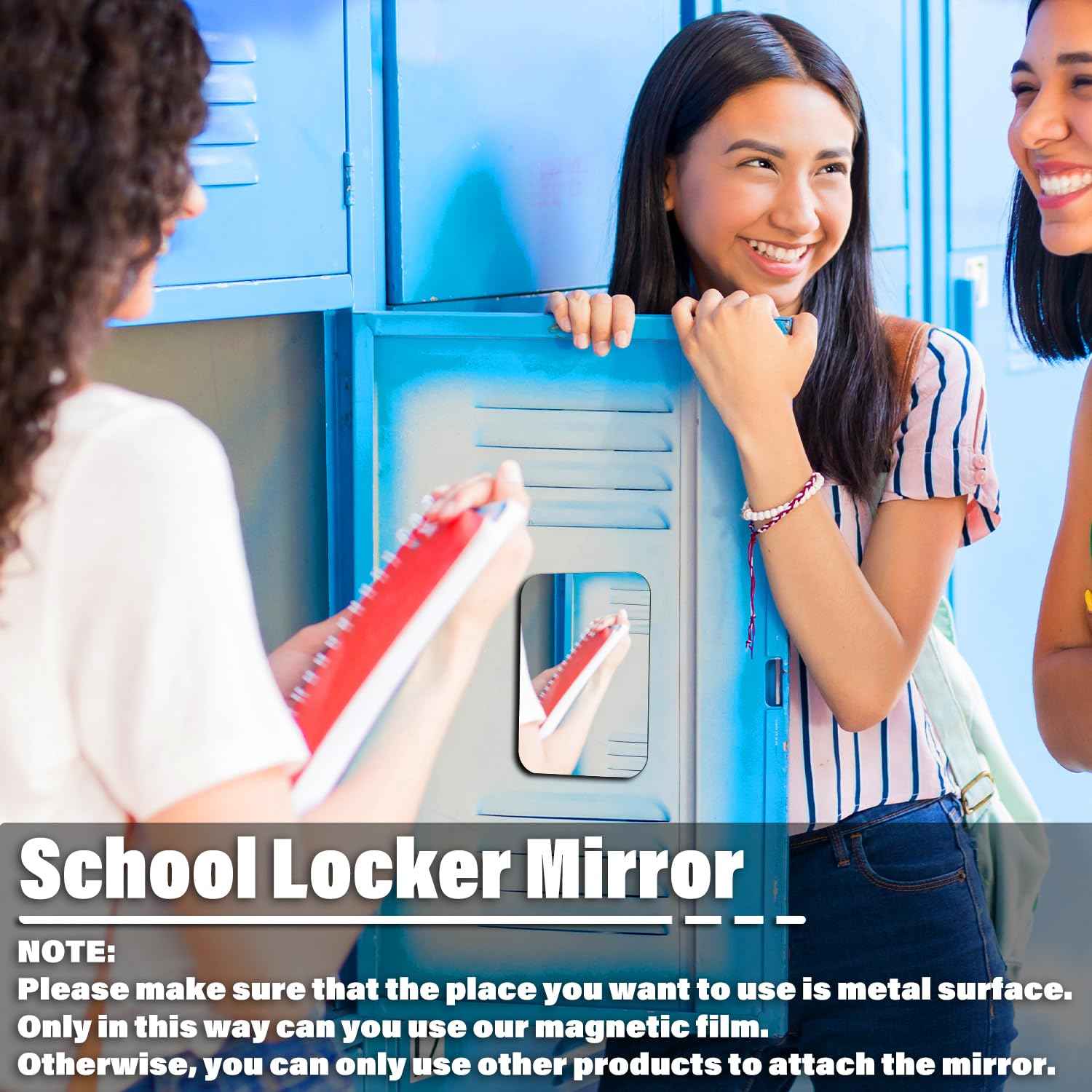Tooackl Magnetic Locker Mirror, 4" x 6" Super Clear Reflection Small Real Glass Mirror with Magnetic Back for School Locker Refrigerator Office Cabinet