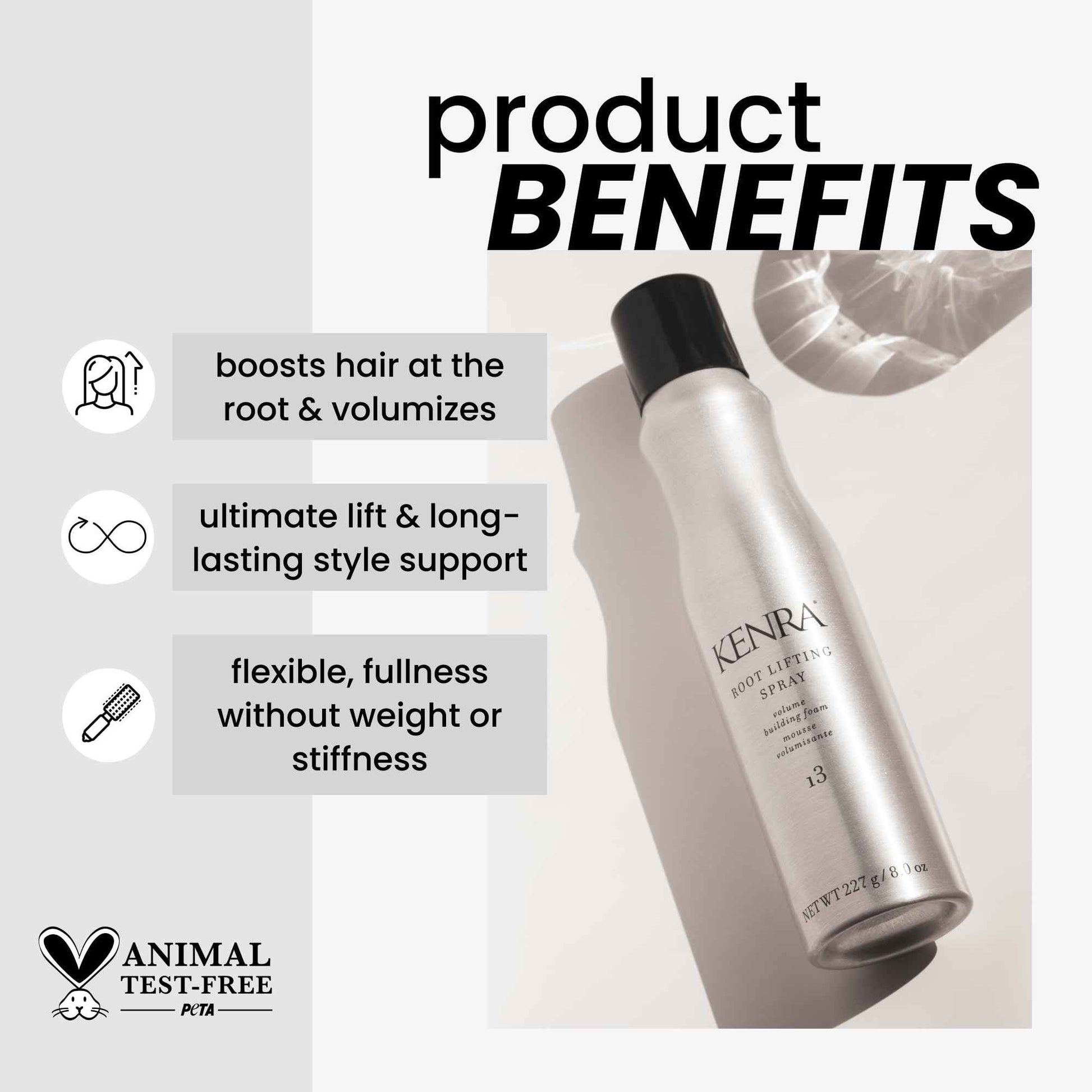 Kenra Root Lifting Spray 13 |Volumizing Foam |Medium Hold |Ultimate Lift & Lasting Style |Boosts Hair At The Root |Provides Flexible Fullness Without Weight or Stiffness |All Hair Types |8 oz (2-Pack)