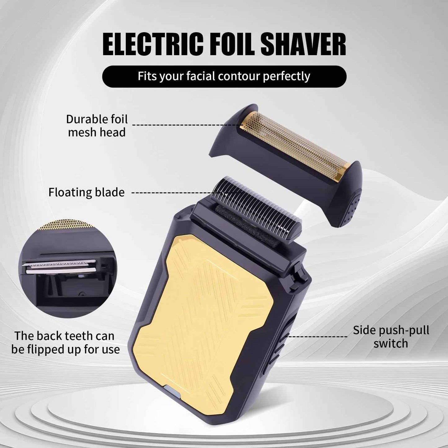 Professional Hair Clipper Set, Men's Hair Clipper, T-Shaped sideburn Trimmer, Electric Shaver, Beauty Salon kit for Hair Cutting and Shaving. (Gold)