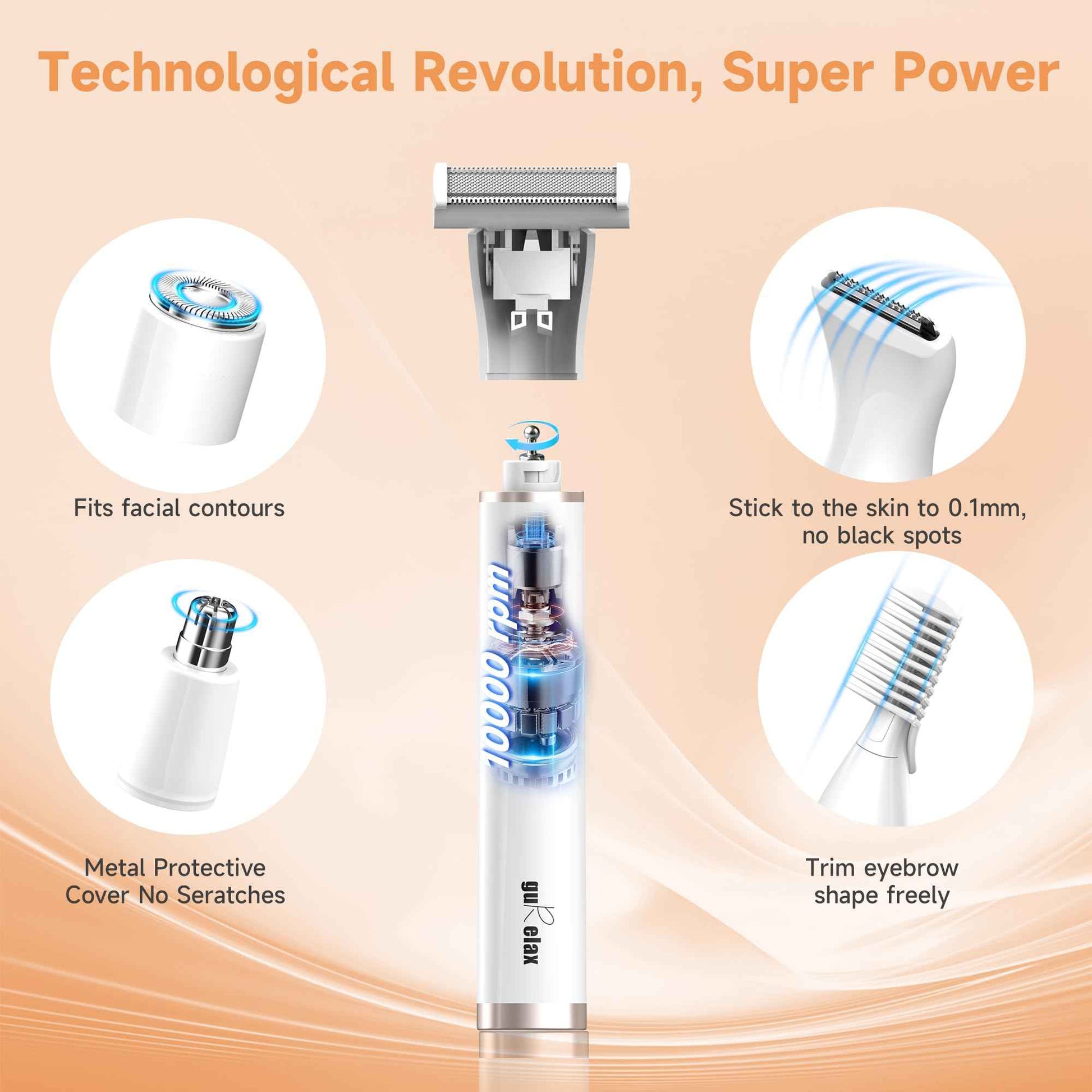 Gurelax Electric Body Hair Trimmer - Groin Trimmer for Men - Bikini Trimmer Women - 5-in-1 Lady Shaver Groomer, IPX7 Waterproof Razor Heads&USB Recharge with Travel Bag