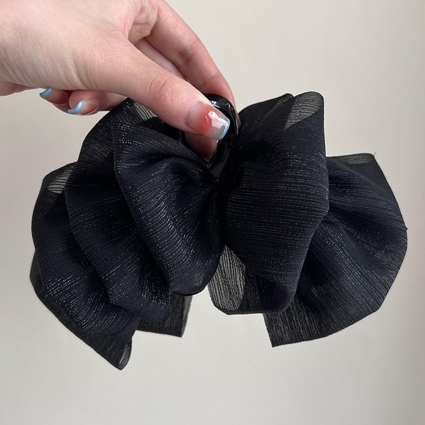 papasgix Chiffon Hair Accessories - Large Fabric Hair Claws with Floral Bows for Women and Girls (1, Black Matte)