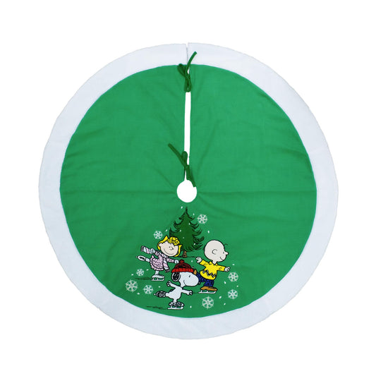 WondaPop Peanuts Gang 48" Christmas Tree Skirt, Holiday Home Decor and Indoor Tree Decoration