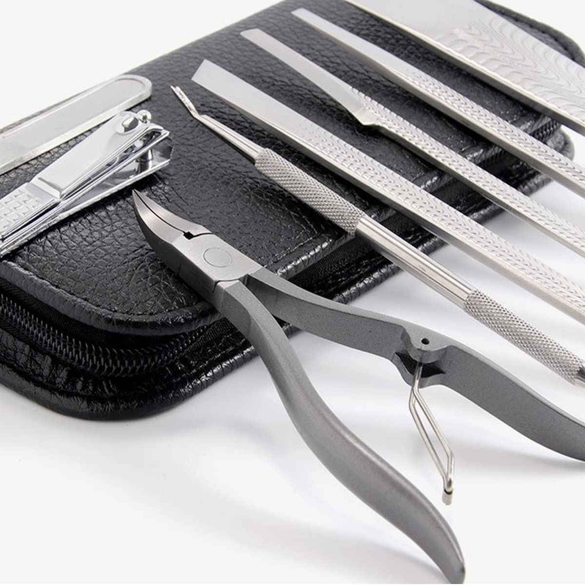 Nail Clipper,Heavy Duty Ingrown Podiatrist Toenail Tool Kit,Stainless Steel Long Handle Cosmetic Pedicure Set for Ingrown and Thick Nails for Callus 8Piece