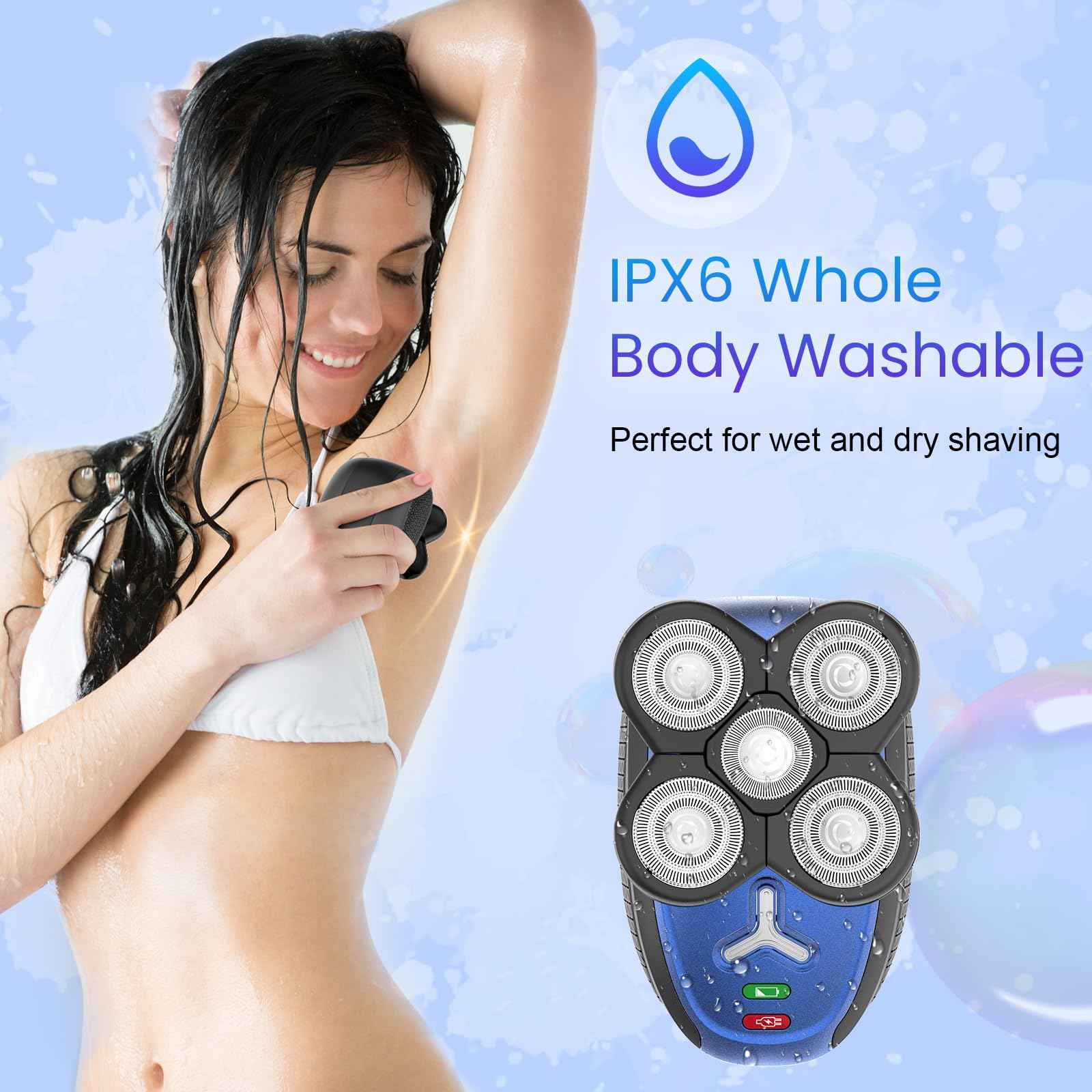 Electric Shaver for Women, 5 in 1 Electric Razors for Women, Ladies Head Shaver for Woman Pubic Hair, Portable Rechargeable Wet Dry Women's Body Shavers for Shaving Face, Legs, Head, and Underarm