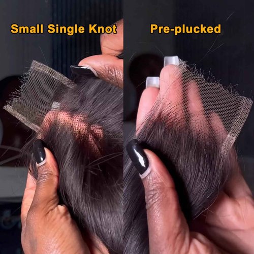 BEEOS 2x6 SKINLIKE Real HD Lace Closure, Straight Human Hair Pre-Plucked Bleacheck Knots 0.10mm Ultra-thin Invisible Swiss Lace 12 Inch