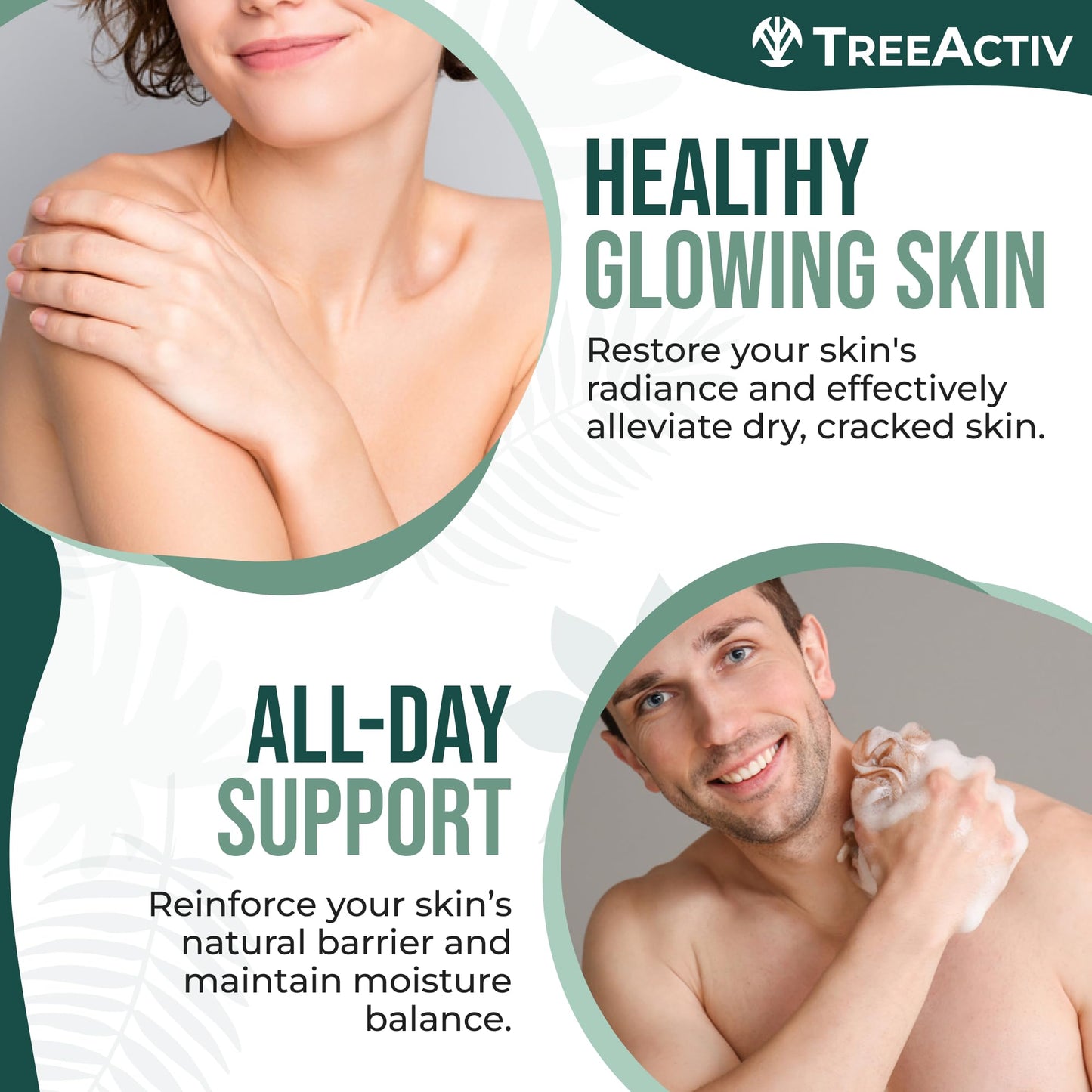 TreeActiv Crepey Skin Repair Kit, Includes Anti-Aging Exfoliating Body Wash, 8oz, Crepe Skin Cream, 8oz, Skin Tightening Cream for Body and Face. Hydrates and Tighten Dry Crepe Skin, Crepe Skin Cream