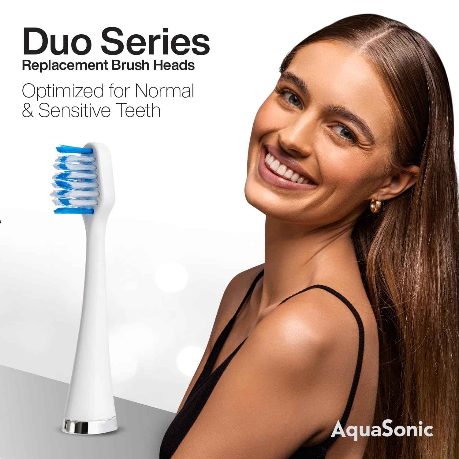 AquaSonic Duo Series Replacement Brush Heads | for Normal & Sensitive Teeth | Compatible with Duo Series & Home Dental Center Toothbrush Handles | NOT Compatible with Duo Series Pro